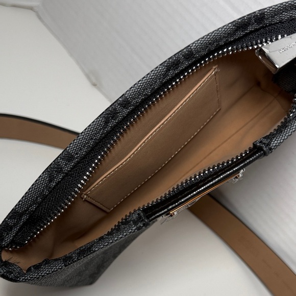 Michael Kors Monogram Black and Gray Waist Belt Bag Pouch Fanny Pack NWOT Unisex - Picture 7 of 12